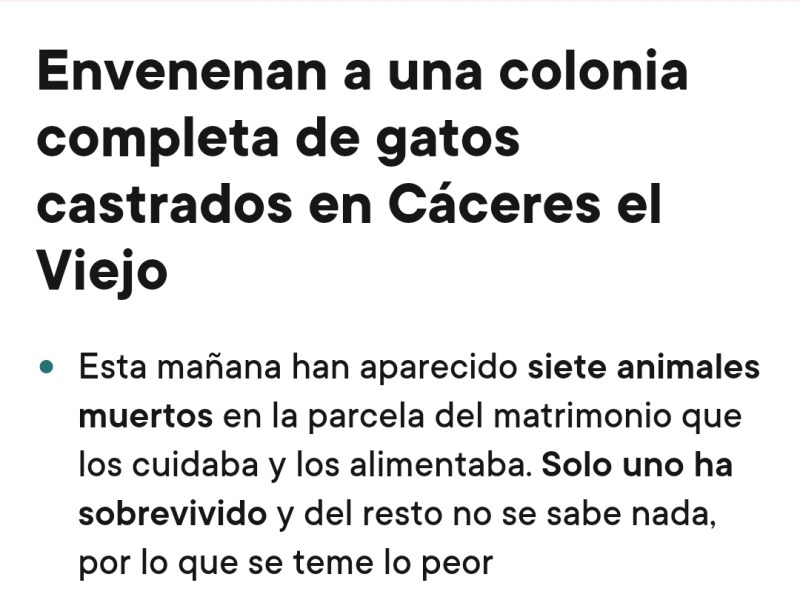 Nuevo ataque del envenenador de perros: Esta vez se ha cargado a una colonia de&nbsp;gatos
